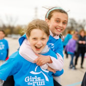 Two GOTR girls laughing before the 5K run!